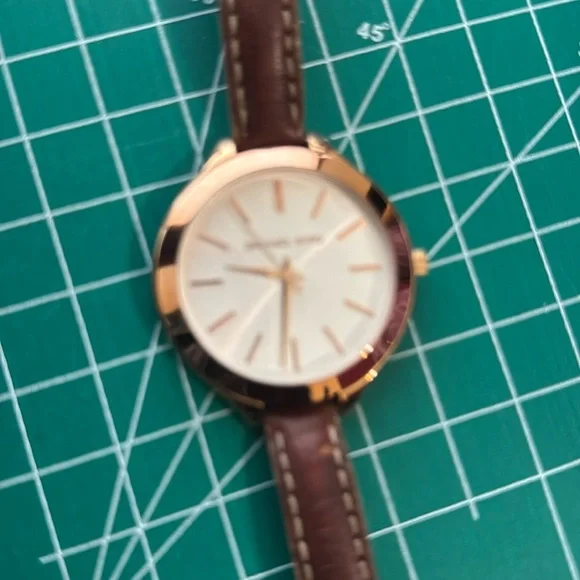 Michael Kors watch used condition brown, and rose gold Rose Gold Michael Kors Runway Watch with Date Display  main image 3